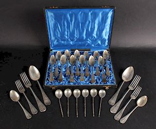 Twelve Continental Coin Silver Spoons, Boxed