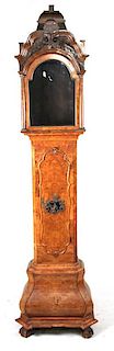 Baroque Burlwood Tall Case Clock, Dutch, 18th C.