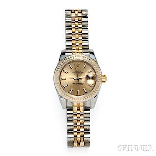 Lady's 18kt Gold and Stainless Steel "Oyster Perpetual Datejust" Wristwatch, Rolex