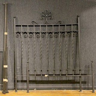 Black-Painted Wrought-Iron Bedstead