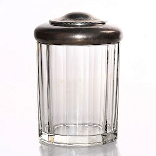 GLASS CIGAR JAR WITH SILVER LID