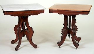 Two Victorian Marble Top Mahogany Side Tables