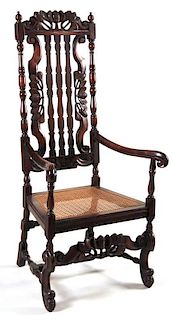 Mahogany Caned-Seat Bannister-Back Armchair