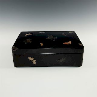 LARGE INLAYED BLACK LACQUER BOX