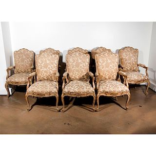 8 PC. ANTIQUED CASA CALIFORNIA STYLE DINING CHAIRS