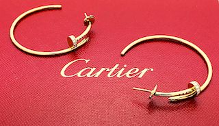 Cartier 18k Yellow Gold Diamond Juste Un Clou Earrings