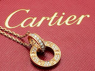 Cartier 18k Rose Gold Love Diamond Pendant Necklace