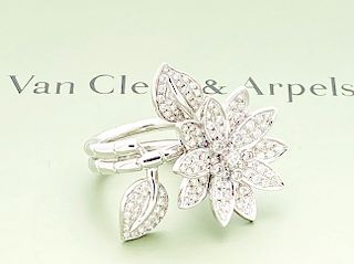 VAN CLEEF & ARPELS 18K DIAMOND LOTUS RING