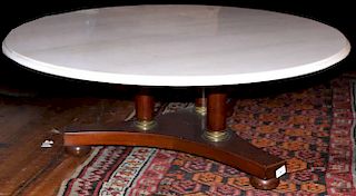 Neoclassical Style Marble Top Mahogany Low Table