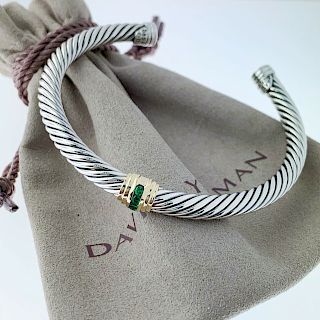 David Yurman 14k Emerald Bracelet Single Station 5mm