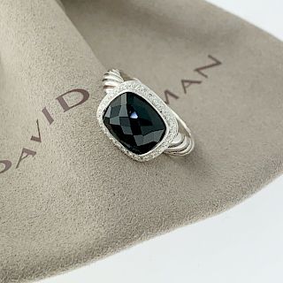 David Yurman Black Onyx Diamond Noblesse Ring Size 7 
