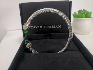 David Yurman Silver18k Gold Peridot 5mm Bracelet