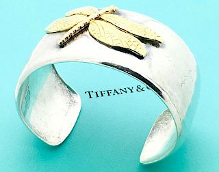 Tiffany & Co Silver 18k Gold  Dragonfly Bracelet  6.5"