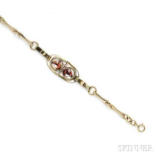 14kt Gold and Reverse-painted Crystal Bracelet