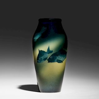 Matthew Daly for Rookwood, Sea Green vase with carp