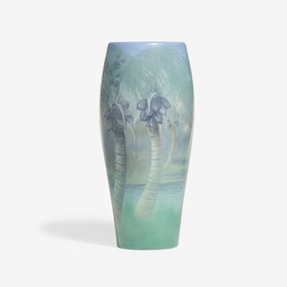 Carl Schmidt for Rookwood, Vellum vase with palm trees