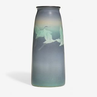 Kataro Shirayamadani for Rookwood, tall Vellum vase with flying herons