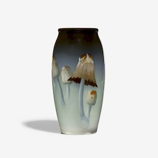 Carl Schmidt for Rookwood, Iris Glaze vase with mushrooms