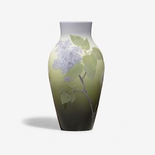 Albert R. Valentien for Rookwood, Iris Glaze vase with lilacs