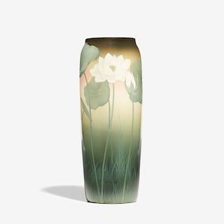 Kataro Shirayamadani for Rookwood, Iris Glaze vase with lotuses