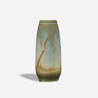 Kataro Shirayamadani for Rookwood, rare banded Ivory Jewel Porcelain vase with daisies