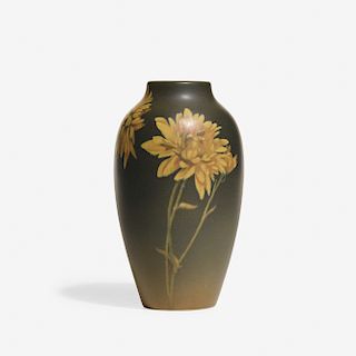 Harriet Wilcox for Rookwood, Painted Mat vase with chrysanthemums