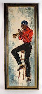 Oil on Canvas "Trumpet Player" Robert Lebron