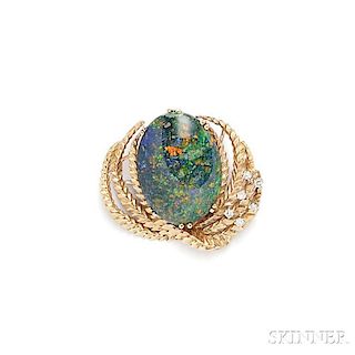 14kt Gold, Opal, and Diamond Pendant/Brooch