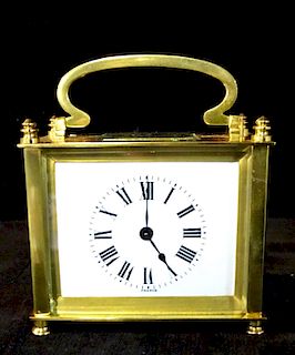 FRENCH CARRIAGE CLOCK IN LEATHER CASE: COUAILLET FRERES