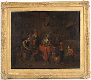 Oil on Canvas, Gentlemen in an Interior