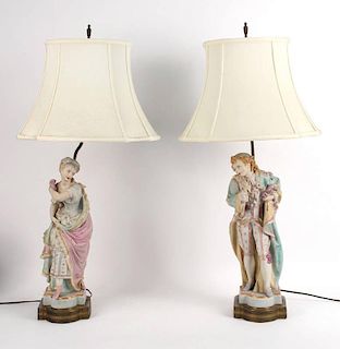 Pair of Porcelain Figural Table Lamps
