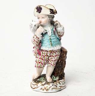 Meissen Porcelain Figure of Shepherd with Lamb