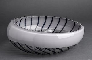 Livio Seguso Murano Art Glass Striped Bowl