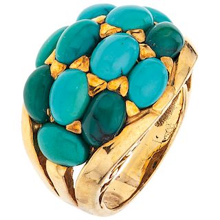 TURQUOISE RING. 18K YELLOW GOLD. CHERNY
