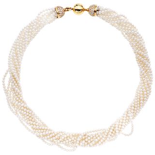 CULTURED PEARLS NECKLACE WITH 18K YELLOW GOLD CLASP WITH DIAMONDS