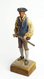 Clement H. Donshea, American (1891-1970) Original Single Wood Carving Figure "Minute Man 1775"