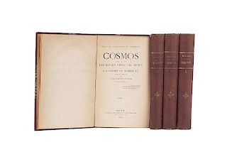 Humboldt, Alexander von. Cosmos Ensayo de una Descripción Física del Mundo. Madrid: Imprenta de Gaspar y Roig, 1874. Pieces: 4.