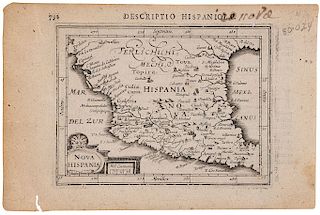 Bertius, Petrus. Nova Hispania. Descriptio Hispaniolae.Amsterdam: Jodocus Hondius Jr., 1616. Map,3.7x5.1"(9.5x13cm)