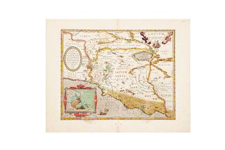 Ortelius, Abraham. Lativm. Antverp, 1624.Engraved map, colored,14.1 x 17.9" (36 x 45.5 cm). Depicts Ancient Rome..