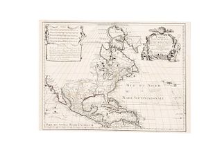 De L'Isle, Guillaume. America Septentrionalis. Augsburg: Ieremiam Wolff, 1710. Engraved map, 23.2 x 17.7" (59 x 45 cm). Rare German Edition.