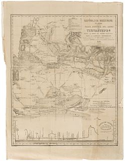 Zaldivar, M. Plano de la Parte Austral del Istmo de Tehuantepec. México, 1843. Lithograph 20.6 x 16.9" (52.5 x 43 cm)