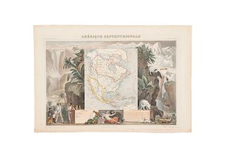 Levasseur, Victor.  Amérique Septentrionale. Paris, ca. 1845. Engraved, colored map, 11.2 x 17" (28.5 x 43.5 cm)