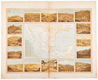 García Cubas, Antonio. Picturesque and Historical Atlas of the United Mexican States. Mexico, 1885. 14 lithographs in color. Pieces: 14.