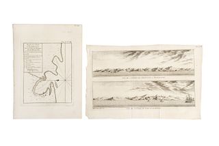 Bellin, Jacques Nicolas. Vüe de l'Entrée de Chequetan ou Seguataneo / Plan du Port d'Acapulco. Paris, 1761 / 1764. Pieces: 2.