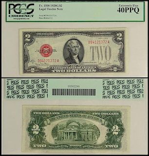 1928 $2 Legal Tender Note Fr. 1508 1928G. Serial # D94121372A, Plate #B486/321