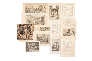 Scenes of the Conquest. Engravings and Lithographs from the 17th-19th Century. Different Formats. Pieces: 12.