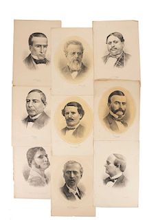 Portraits of Governors, Personages and Heroes of Mexico. Mexico, ca. 1910. Lithographs, 22.4 x 16.5" (57 x 42 cm) (On average). Pieces: 16.