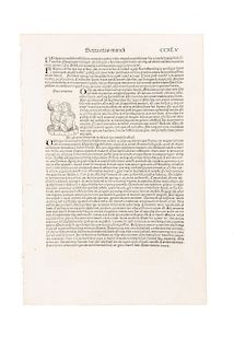 Schedel, Hartmann. Folio CCXVL. Sexta Etas Mundi (Hoja Incunable, en Latín). Nuremberg: Koberger Antón, 1493.
