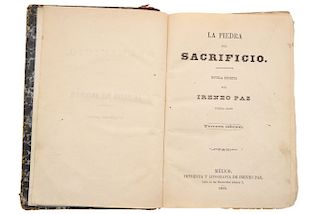 Paz, Ireneo. La Piedra del Sacrificio ("The Sacrificial Stone"). Lithograph by Ireneo Paz, 1881. 20 lithographs. Two tomes in one volume.