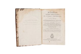 Covarrubias, Jospeh de. Máximas Sobre Recursos de Fuerza y Protección, con el Método de Introducirlos en los Tribunales. Madrid, 1786.